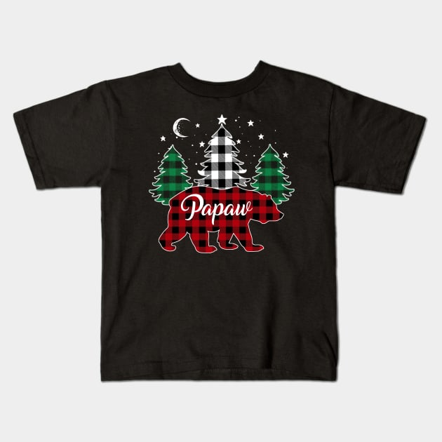 Papaw Bear Buffalo Red Plaid Matching Family Christmas Kids T-Shirt by Marang